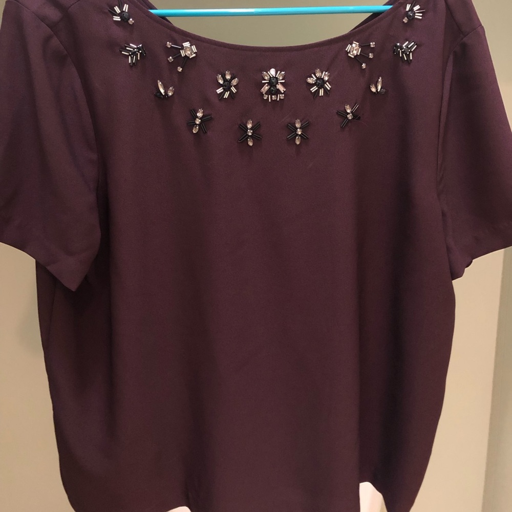 Ann Taylor sequined burgundy blouse